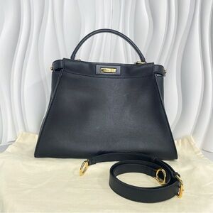 Fendi Black Leather Peekaboo Handbag